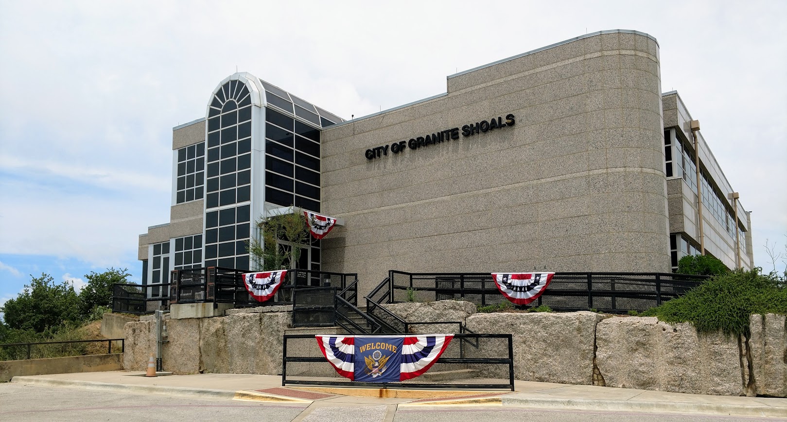 City Hall with fourth of july bunting 6 17 2019 at about noon